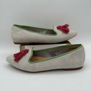 HUSH PUPPIES Bounce Grey Suede Sadie Tassel Slip On Flats w/Green | Size 9.5